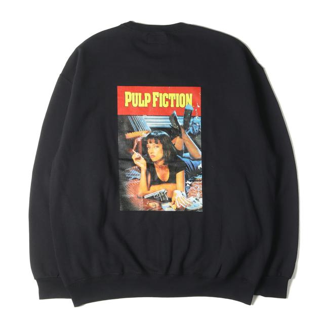 WACKO MARIA ワコマリア スウェット サイズ:XL / 24AW ×PULP FICTION フォトプリント スウェットシャツ (CREW NECK SWEAT SHIRT) / ブラック 黒 / トップス トレーナー プルオーバー / コラボ【メンズ】【中古】【新品同様】【K4397】