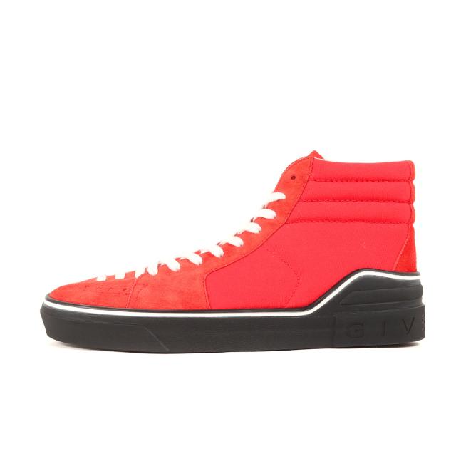GIVENCHY ジバンシィ サイズ:40 / スウェード コンビ キャンバス ハイカット スニーカー / レッド / シューズ 靴【メンズ】【中古】【新品同様】【K4402】