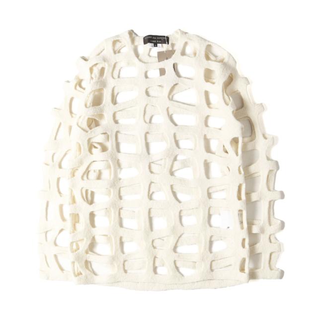 COMME des GARCONS HOMME PLUS コムデギャルソン オムプリュス ニット サイズ:M / 24AW ウール 縮絨 網 ニット (PN-N011) / アイボリー / トップス セーター【メンズ】【K4400】