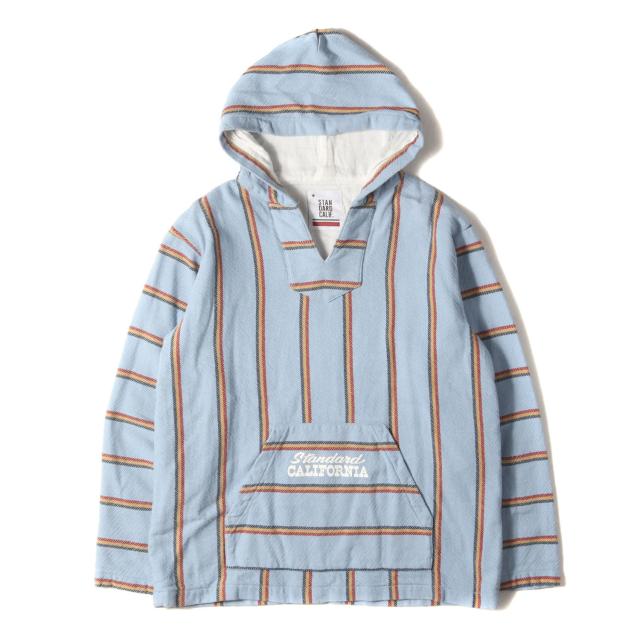 STANDARD CALIFORNIA スタンダードカリフォルニア パーカー サイズ:L / 22SS メキシカン ストライプ バハ パーカー (SD BAJA HOODIE) / サックスブルー / 日本製 / トップス フーディー【メンズ】【中古】【美品】【K4402】