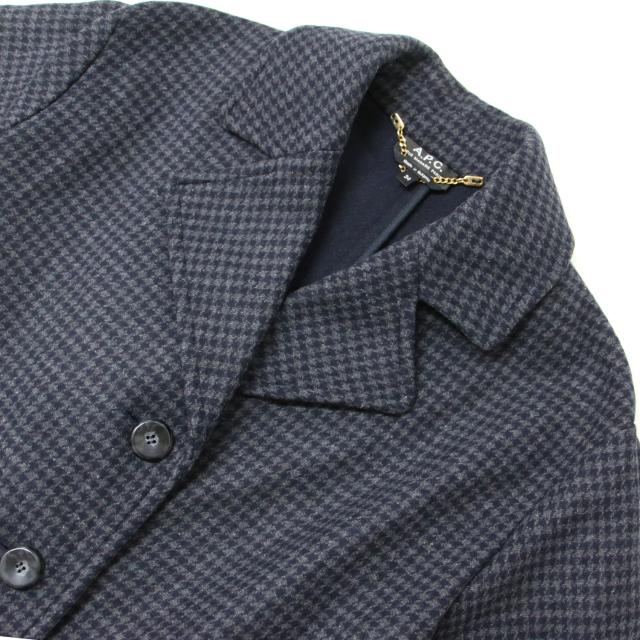 A.P.C. アーペーセー コート グレー ネイビー サイズ:34(XS) / ウール