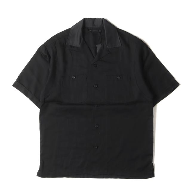 MINEDENIM マインデニム シャツ サイズ:1 23SS バックグラフィック キュプラ ライトオンス デニム 半袖 ボウリングシャツ CU.Denim Milwaukee Rib Arm Bowling ブラック 黒 トップス カジュアルシャツ【メンズ】【中古】【新品同様】【K4124】