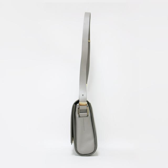 SMYTHSON スマイソン バッグ グレー系 / レザー スクエア型 ショルダー バッグ / フラップ 肩掛け クロスボディ 型押し / イタリア製 / ブランド カバン【レディース】【中古】【K4409】 SMYTHSON スマイソン バッグ グレー系 / レザー スクエア型 ショルダー