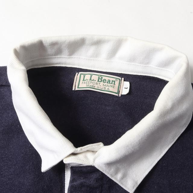 L.L.Bean エルエルビーン サイズ:L / 90s ボーダー ラガーシャツ(USA製) / ネイビー パープル グリーン / トップス ルーズシルエット【メンズ】【中古】【K4414】