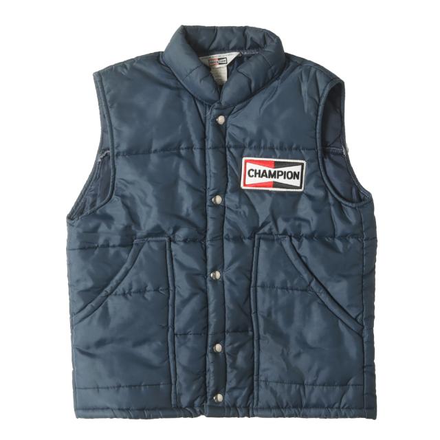 【人気モデル】U.S.VINTAGE ベスト サイズ:S / 70s レーシング 中綿 ベスト / CHAMPION SPARK PLUGS チャンピオン スパーク プラグ / ネイビー 紺 / 70年代 ヴィンテージ 古着 / アウター ジャケット 上着【メンズ】【中古】【K4414】