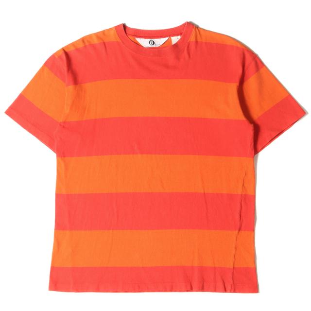 GOOD ENOUGH グッドイナフ Tシャツ サイズ:M Gプリント ワイドボーダー クルーネック コットン 97年 オレンジ レッド トップス カットソー 半袖 【メンズ】【中古】【K3755】