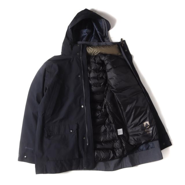 FoxFireフード付きXL黒ダウンジャケット Foxfire フード取り外し可