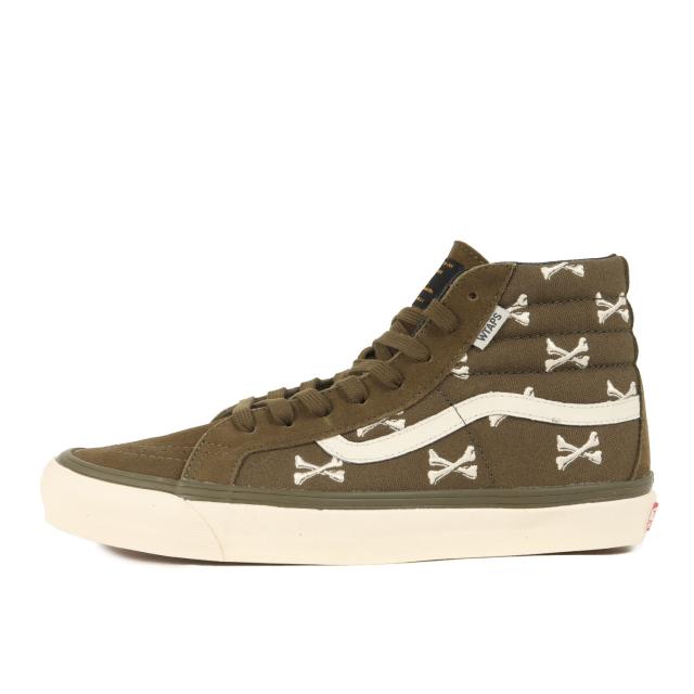 WTAPS ダブルタップス サイズ:27.5cm / VANS VAULT OG SK8-Hi LX CROSS BONES / バンズ ボルト スケートハイ クロスボーン / オリーブドラブ / US9.5 / ハイカット スニーカー シューズ 靴 / コラボ 別注【メンズ】【K4420】