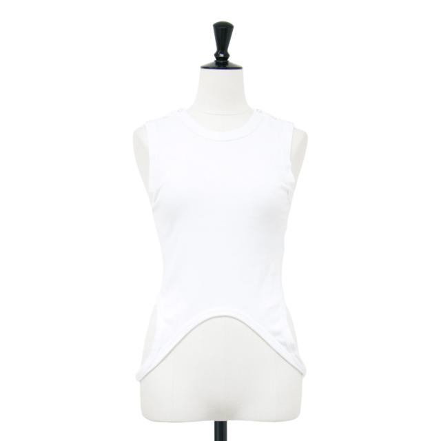 JANE SMITH ジェーンスミス タンクトップ ホワイト 白 サイズ:36(S) / 24秋冬 コットン タンクトップ 24WCT-#632L / COTTON MILLING UP AND DOWN TANK TOP カットソー ノースリーブ ドットボタン スナップボタン / トップス【レディース】【中古】【K4420】