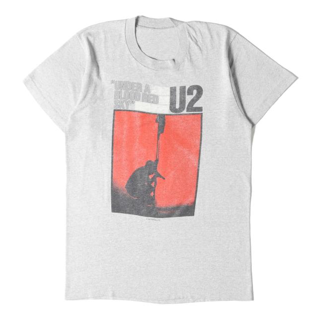 Vintage Rock Item ヴィンテージ ロックアイテム 80s U2 Under a Blood Red Sky クルーネック Tシャツ ヘザーグレー 詳細参照(L位) ブラッド・レッド・スカイ トップス カットソー 半袖 古着 バンド 【メンズ】【中古】【K3796】