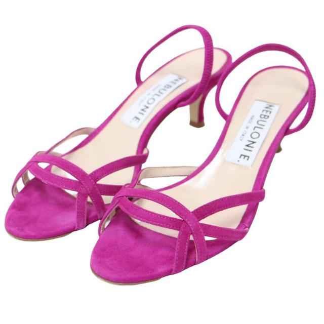 NEBULONI E ネブローニ サンダル ピンク サイズ:37(24.0cm) / 24春夏 バックストラップ ノット サンダル / ヒール  スエード レザー / イタリア製 シューズ 靴【レディース】【中古】【K4427】