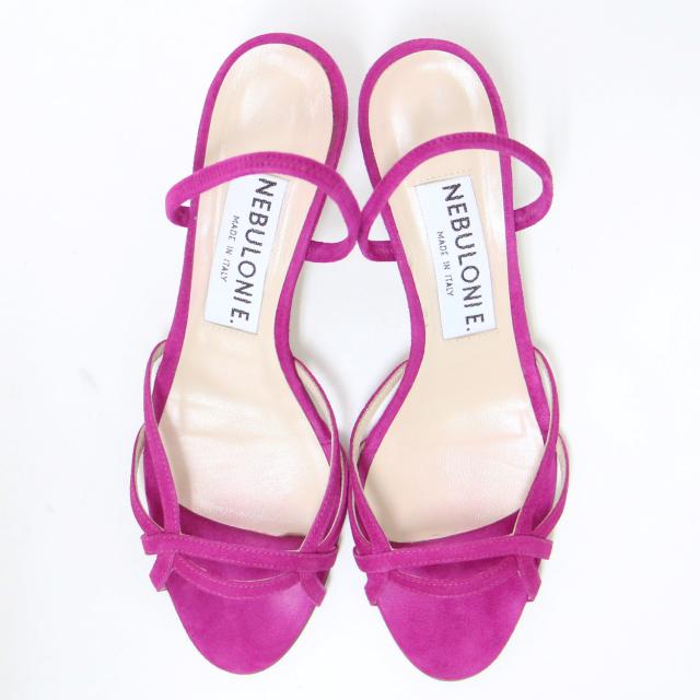 NEBULONI E ネブローニ サンダル ピンク サイズ:37(24.0cm) / 24春夏 バックストラップ ノット サンダル / ヒール  スエード レザー / イタリア製 シューズ 靴【レディース】【中古】【K4427】