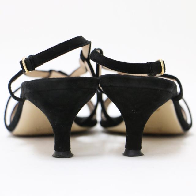 NEBULONI E ネブローニ サンダル ブラック 黒 サイズ:37(24.0cm) / クロス ヒール サンダル / ストラップ スエード レザー / イタリア製 / シューズ 靴【レディース】【中古】【K4427】