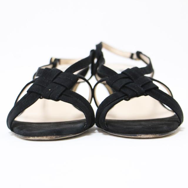 NEBULONI E ネブローニ サンダル ブラック 黒 サイズ:37(24.0cm) / クロス ヒール サンダル / ストラップ スエード レザー / イタリア製 / シューズ 靴【レディース】【中古】【K4427】