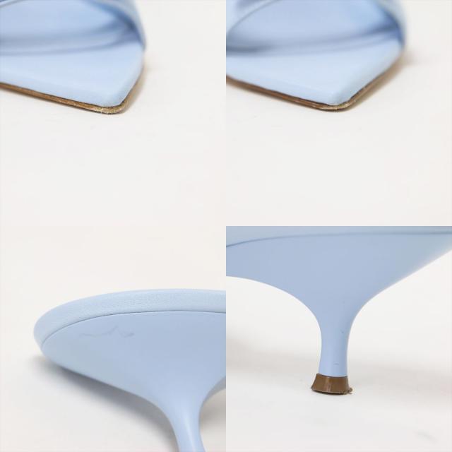 GIA BORGHINI ジアボルギーニ サンダル ライトブルー サイズ:37(24.0cm) / 24春夏 レザー ダブル リボン モチーフ ピンヒール サンダル / ポインテッド ミュール / イタリア製 / シューズ 靴【レディース】【中古】【K4430】