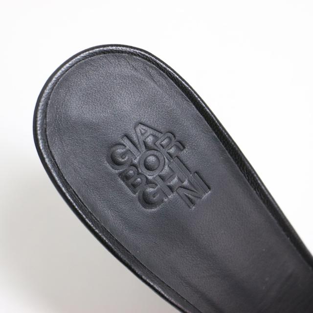 GIA BORGHINI ジアボルギーニ サンダル ブラック 黒 サイズ:37(24.0cm) / レザー リボン モチーフ ハイヒール サンダル / ポインテッド ミュール / イタリア製 / シューズ 靴【レディース】【K4430】