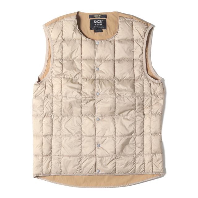 narifuri ナリフリ ベスト サイズ:M / TAION クルーネック サイクル インナー ダウンベスト / サンドベージュ / アウター ジャケット ブルゾン 上着【メンズ】【中古】【美品】【K4434】