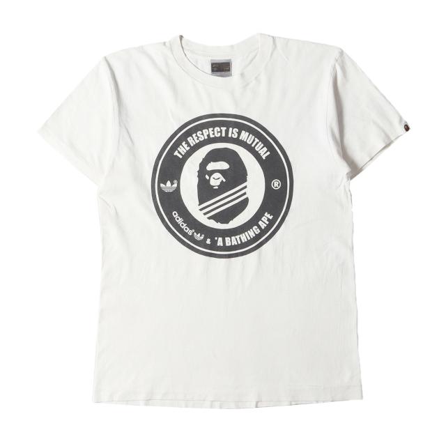 A BATHING APE ア ベイシング エイプ Tシャツ サイズ:M / 00s adidas 猿顔 クルーネック Tシャツ / ホワイト 白 / トップス カットソー 半袖【メンズ】【中古】【K4436】