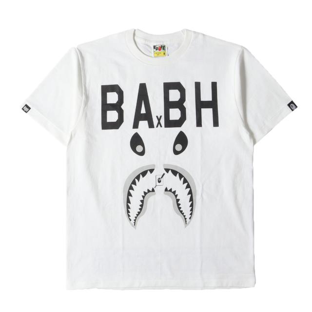 A BATHING APE ア ベイシング エイプ Tシャツ サイズ:M / BOUNTY HUNTER マッドシャーク クルーネック Tシャツ (MAD SHARK TEE) / ホワイト 白 / トップス カットソー 半袖【メンズ】【K4436】