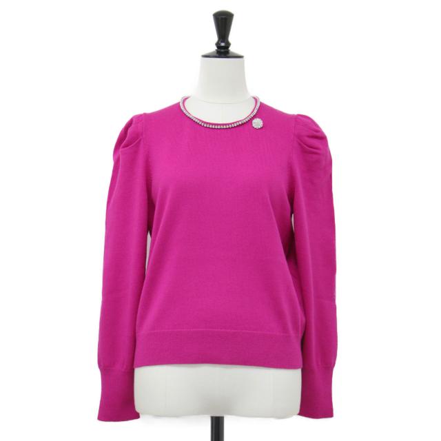 新品　ANAYI アナイ　パフスリーブ　ニット　セーター　長袖　ピンク　M ANAYI アナイ ニット ピンク サイズ:38(M) / 24秋冬 ビジュー ネック