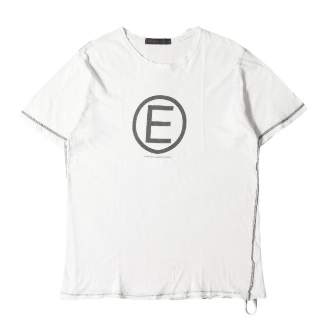 UNDERCOVER アンダーカバー Tシャツ サイズ:M / 03SS SCAB期 ダメージ加工 Eロゴ クルーネック Tシャツ / ホワイト 白 / トップス カットソー 半袖 / 00年代 アーカイブ【メンズ】【中古】【K4444】