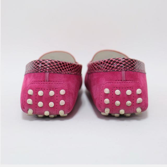 TODS トッズ ピンク オレンジ サイズ:36(23.0cm) / スウェード ドライビング シューズ / GOMMINI MOCASSINO / ローファー スリッポン モカシン バイカラー / イタリア製 / ブランド 靴【レディース】【中古】【K4444】