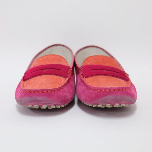 TODS トッズ ピンク オレンジ サイズ:36(23.0cm) / スウェード ドライビング シューズ / GOMMINI MOCASSINO / ローファー スリッポン モカシン バイカラー / イタリア製 / ブランド 靴【レディース】【中古】【K4444】