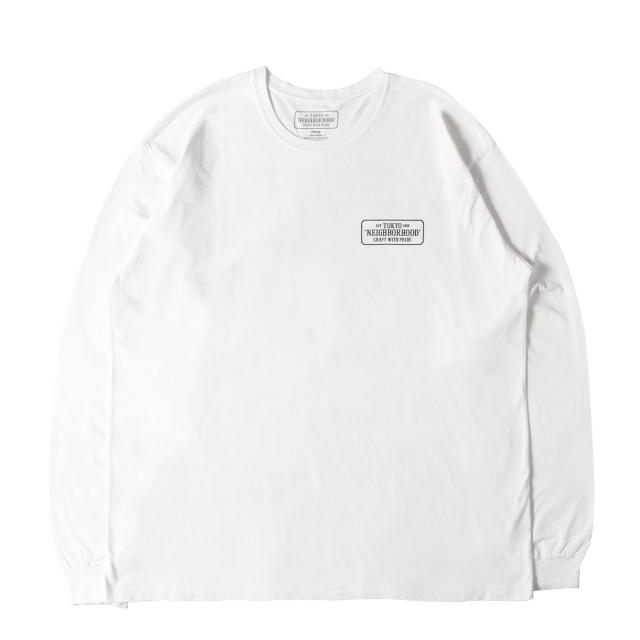 NEIGHBORHOOD ネイバーフッド Tシャツ サイズ:XXL / ブランドロゴ ロングスリーブ Tシャツ / ホワイト 白 / トップス カットソー 長袖【メンズ】【中古】【K4445】