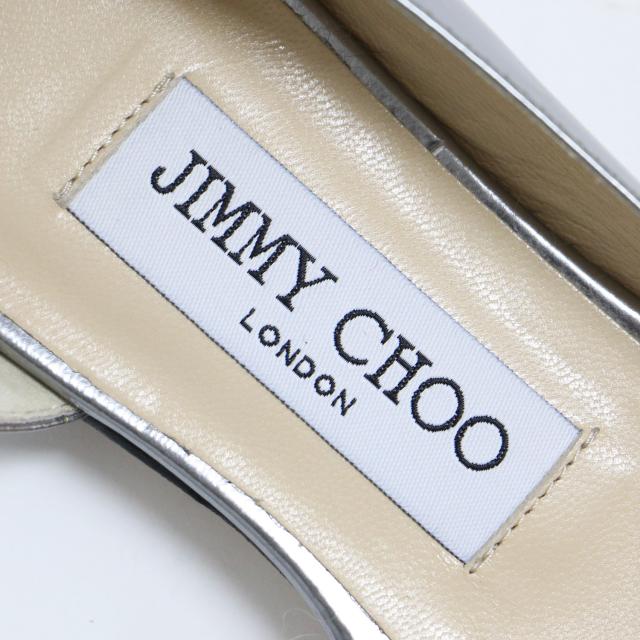 JIMMY CHOO ジミーチュウ シルバー サイズ:36(23.0cm) / メタリック レザー アンクルストラップ シューズ / LUCY FLAT パンプス ポインテッドトゥ フラット / イタリア製 / ブランド シューズ 靴【レディース】【中古】【K4445】