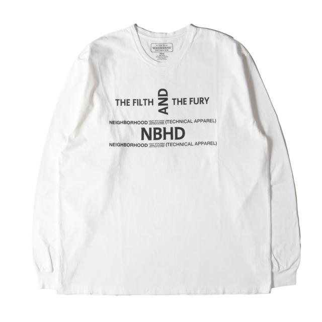 NEIGHBORHOOD ネイバーフッド Tシャツ サイズ:XXL / グラフィックロゴ ロングスリーブ Tシャツ / ホワイト 白 / トップス カットソー 長袖【メンズ】【中古】【K4448】