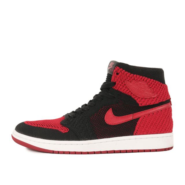 NIKE ナイキ サイズ:27.5cm / AIR JORDAN 1 RETRO HI FLYKNIT BRED (919704-001) / エアジョーダン 1 レトロ ハイ フライニット ブレッド / ブラック バーシティレッド / US9.5 / ハイカット スニーカー シューズ 靴【メンズ】【中古】【美品】【K4449】