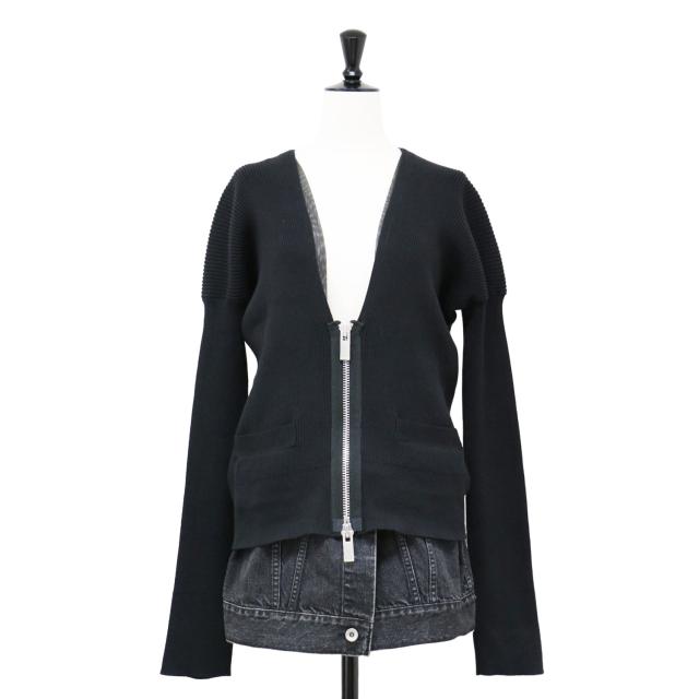 【美品】sacai　サカイ　ドッキングカーディガン　ブラック　日本製　Mサイズ sacai（サカイ） ドッキング ロングカーディガン 23-06778 ウィメンズ
