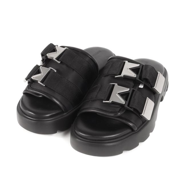 BOTTEGA VENETA ボッテガヴェネタ サイズ:39(25.0cm) 近年モデル テクニカル メッシュ ラムレザー コンビ スライド サンダル FLASH ブラック 黒 イタリア製 シューズ 靴【メンズ】【中古】【新品同様】【K4134】