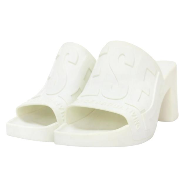 DIESEL ディーゼル サンダル ホワイト 白 サイズ:36(23.0cm位) 23春夏 ブランドロゴ チャンキーヒール ラバーサンダル ミドルヒール スライダー SA-PAMELA H シューズ 靴【レディース】【中古】【K4128】