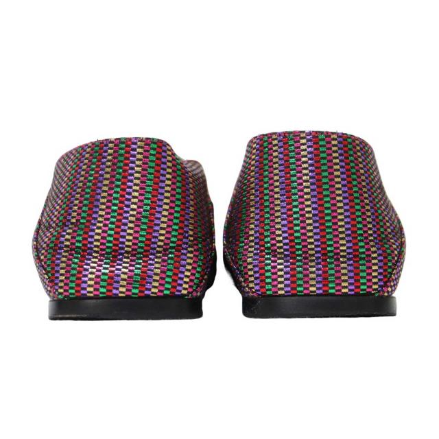 Sergio Rossi セルジオロッシ マルチカラー ピンク系 サイズ:36(23.0cm) / SL1 メタリック 2WAY スリッパ / スリッポン フラット スクエアトゥ ロゴ メタルプレート / イタリア製 / ブランド シューズ 靴【レディース】【中古】【美品】【K4369】