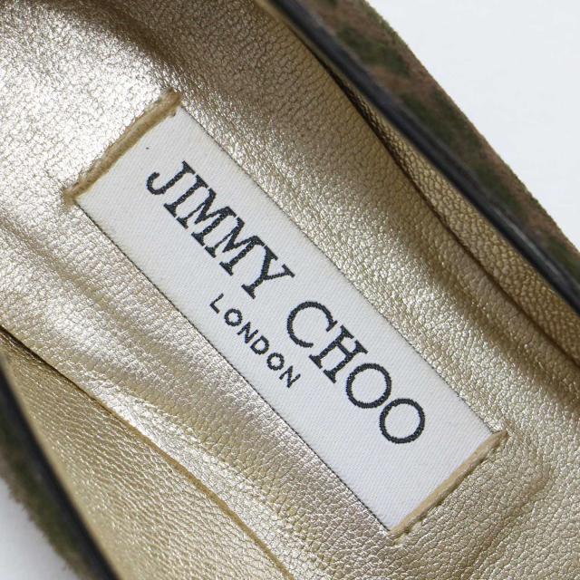 JIMMY CHOO ジミーチュウ ブラウン サイズ:35 1/2(22.5cm) / スエード レオパード スリッポン / ローファー フラット ヒョウ柄 ロゴ / イタリア製 / ブランド シューズ 靴【レディース】【中古】【K4369】