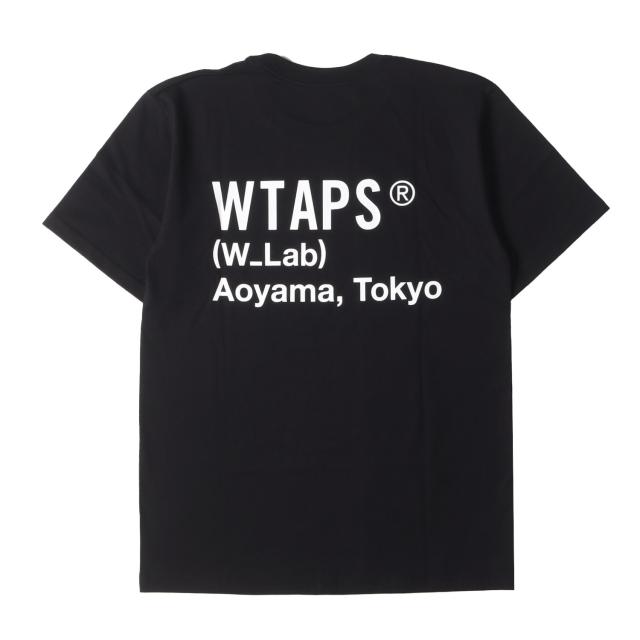 WTAPS ダブルタップス Tシャツ サイズ:S 22SS (W_Lab) 青山限定 ブランドロゴ クルーネック 半袖Tシャツ ブラック 黒 トップス カットソー【メンズ】【中古】【新品同様】【K4143】