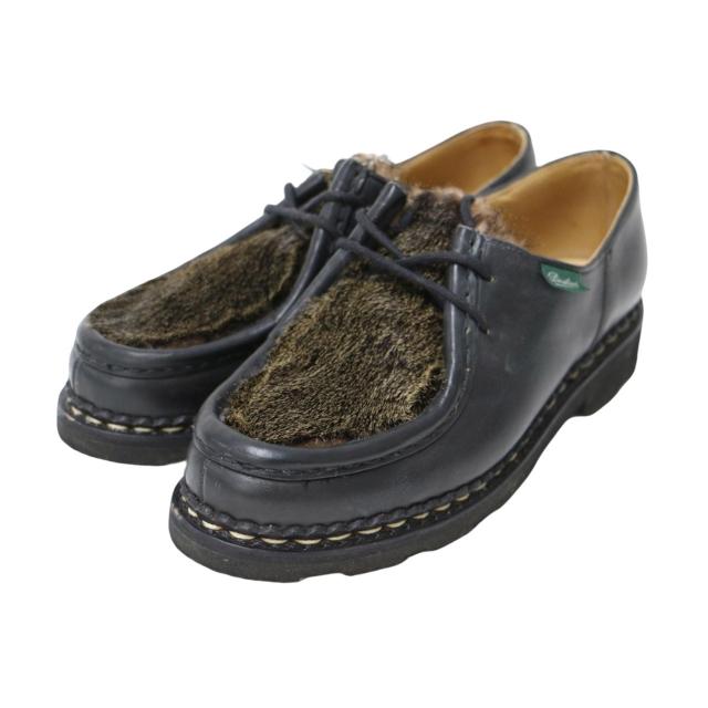 Paraboot パラブーツ ブラック 黒 サイズ:UK4(23.5cm) / ミカエル グリフ2 チロリアンシューズ / MICHAEL GRIFF ？ / ラバーソール ハラコ ファー リスレザー / フランス製 / ブランド 靴【レディース】【中古】【K4460】