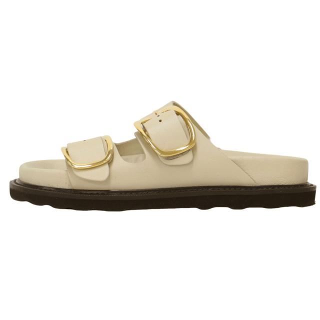 CAMINANDO カミナンド サンダル アイボリー ゴールド サイズ:6(23.0cm) / ダブル バックル レザー サンダル / フラット ボリュームソール ベルト / ブランド シューズ 靴【レディース】【中古】【K4462】