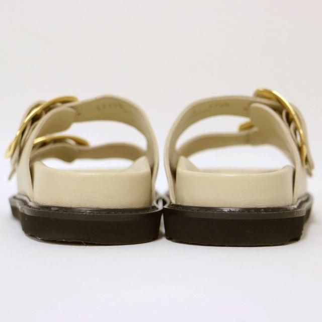 CAMINANDO カミナンド サンダル アイボリー ゴールド サイズ:6(23.0cm) / ダブル バックル レザー サンダル / フラット ボリュームソール ベルト / ブランド シューズ 靴【レディース】【中古】【K4462】