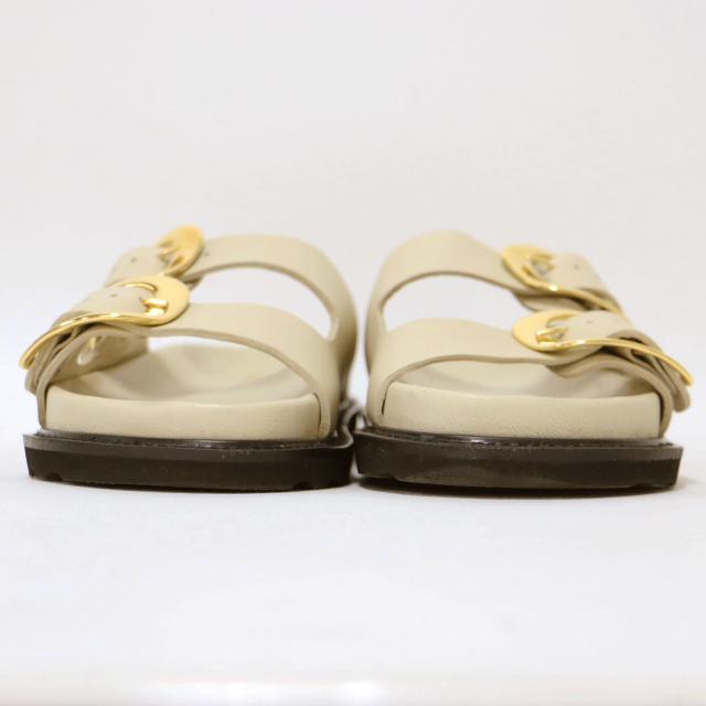 CAMINANDO カミナンド サンダル アイボリー ゴールド サイズ:6(23.0cm) / ダブル バックル レザー サンダル / フラット ボリュームソール ベルト / ブランド シューズ 靴【レディース】【中古】【K4462】