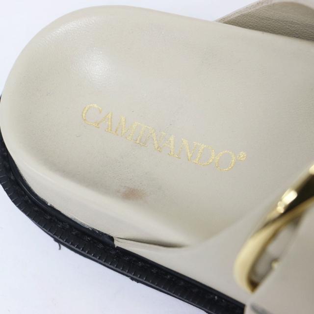 CAMINANDO カミナンド サンダル アイボリー ゴールド サイズ:6(23.0cm) / ダブル バックル レザー サンダル / フラット ボリュームソール ベルト / ブランド シューズ 靴【レディース】【中古】【K4462】