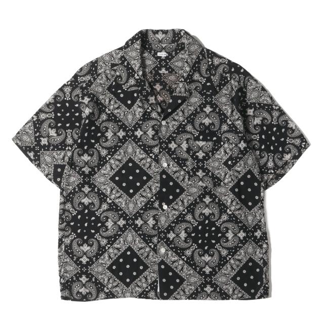 SEQUEL シークエル シャツ サイズ:M / 23SS バンダナ柄 オープンカラー レーヨン 半袖シャツ(S/S SHIRTS) ブラック 黒 / トップス カジュアルシャツ【メンズ】【中古】【美品】【K4463】
