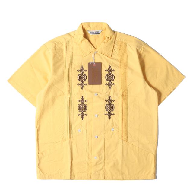 STANDARD CALIFORNIA スタンダードカリフォルニア シャツ サイズ:L / 23SS SDCA ロゴ 刺繍 半袖 キューバ シャツ (SD GUAYABERA SHIRT) / イエロー / トップス カジュアルシャツ【メンズ】【K4463】
