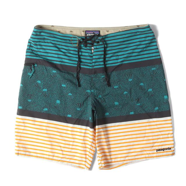 Patagonia パタゴニア パンツ サイズ:33 / 17SS クラゲ柄 ストレッチ プレーニング ボードショーツ (Stretch Planing Board Shorts 20in) / グリーン ブラック / ボトムス ショートパンツ ズボン【メンズ】【中古】【美品】【K4464】