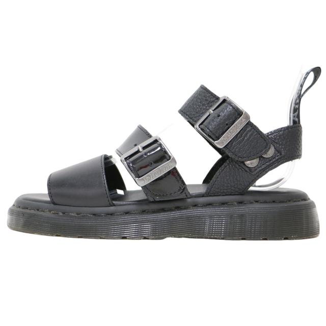 Dr.Martens ドクターマーチン Ray BEAMS 別注 サンダル ブラック 黒 サイズ:UK5(24.0cm) / レザー ベルト サンダル / GRYPHON フラット アンクルストラップ エナメル コンビ / コラボ シューズ 靴【レディース】【中古】【K4464】