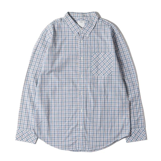 visvim ビズビム シャツ サイズ:M コットン チェック ボタンダウンシャツ BECHER B.D. L/S ブルー ブラウン トップス カジュアルシャツ 長袖【メンズ】【中古】【美品】【K4169】