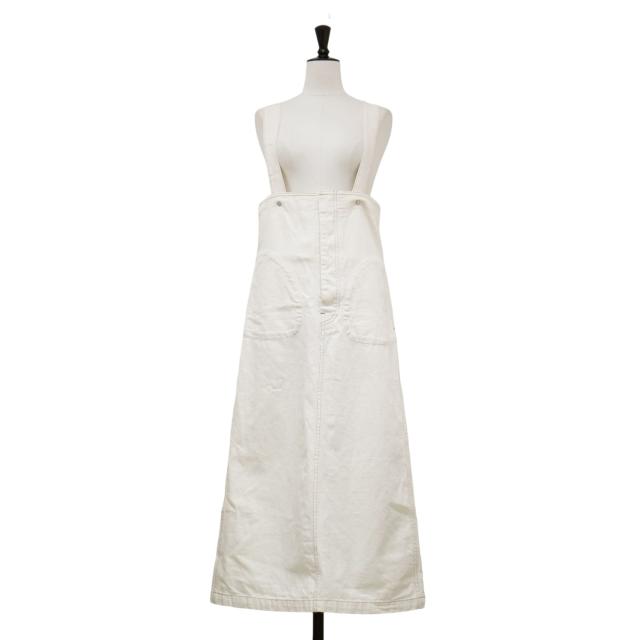 MACPHEE マカフィー スカート ホワイト 白 サイズ:34 7号 / コットン デニム ハイウエスト ジャンパースカート / ロング丈 Aライン / ボトムス 【レディース】【中古】【K4469】