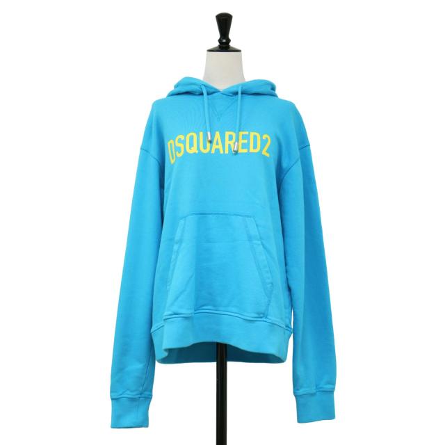 DSQUARED2 ディースクエアード パーカー ブルー サイズ:XXS / ロゴ入り スウェット / フーディー プルオーバー 長袖 裏毛 コットン / トップス / イタリア製 【レディース】【中古】【K4469】