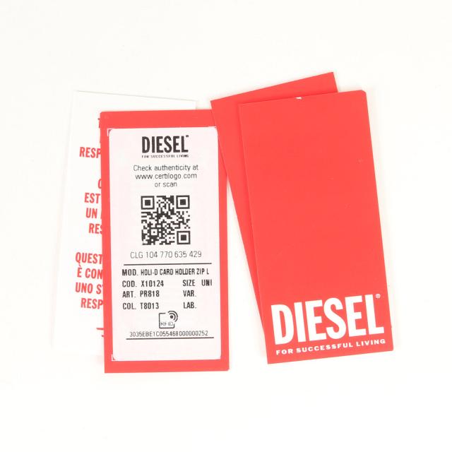 DIESEL ディーゼル カードケース / コインポケット付き レザー カードケース (HOLI-D CARD HOLDER ZIP L X10124 PR818) / ブラック 黒 / ブランド ファッション 小物 【メンズ】【中古】【美品】【K4470】_4